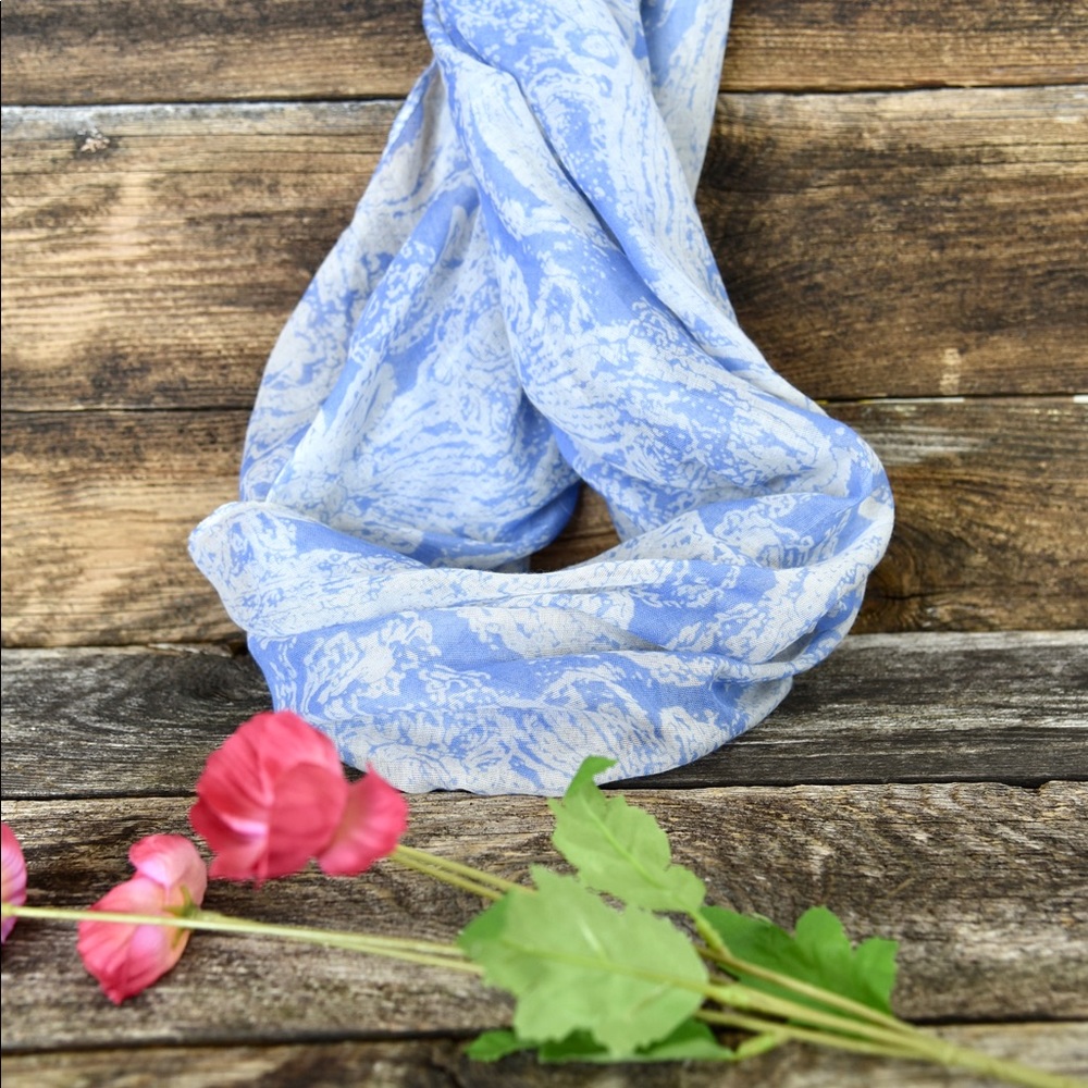 Infinity Scarf Cornflower Blue Floral